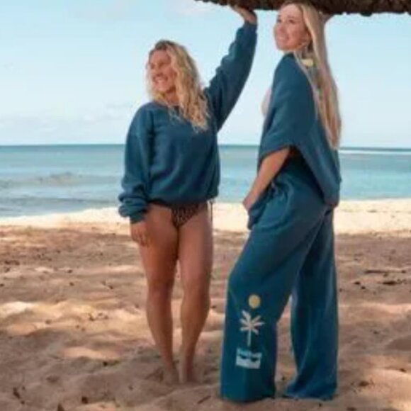 saltwater LUXE Pants - Saltwater LUXE Blue Women's Top & Pants set 100% polyester fleece